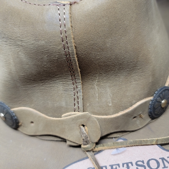 Stetson Rodeo Dr Collection Mens MEDIUM Tan Leather Shapeable Cowboy Hat - Picture 3 of 11